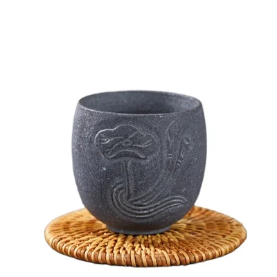 

Custom Tea Cups Utensils Natural Moraine Rock Tea Ware Tea Sets Carved Cup for Host