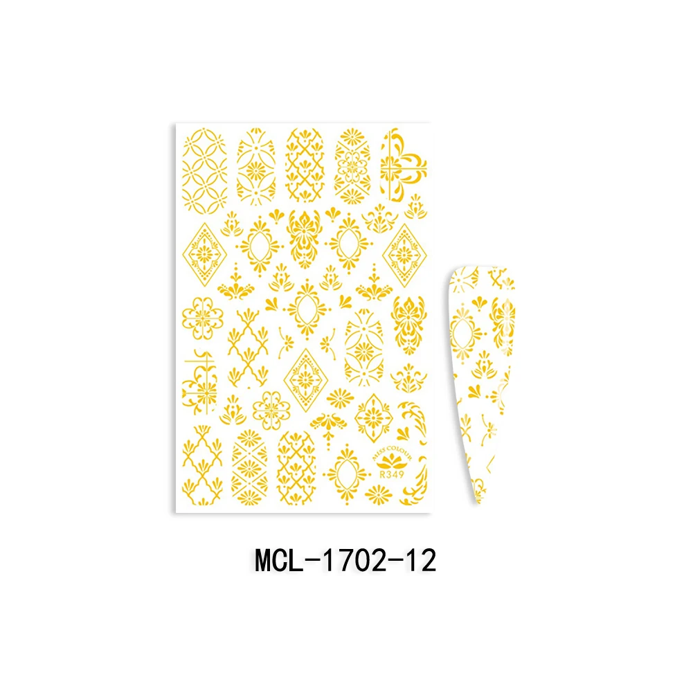 

Popular Nail Paisley Pattern Stickers Korea logo Style Gold Nail Art Stickers