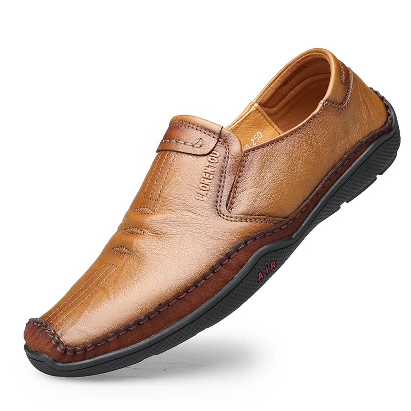 

FJ68519-2 fashion popular men leather dress light up khaki spring slip-on 2019