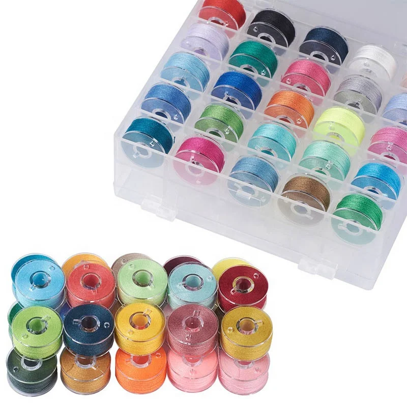 

25/36 pcs Assorted Colors Embroidery Pre-wound Bobbin Thread Case Set Sewing Machine Threads Cotton Polyester Wholesale kit