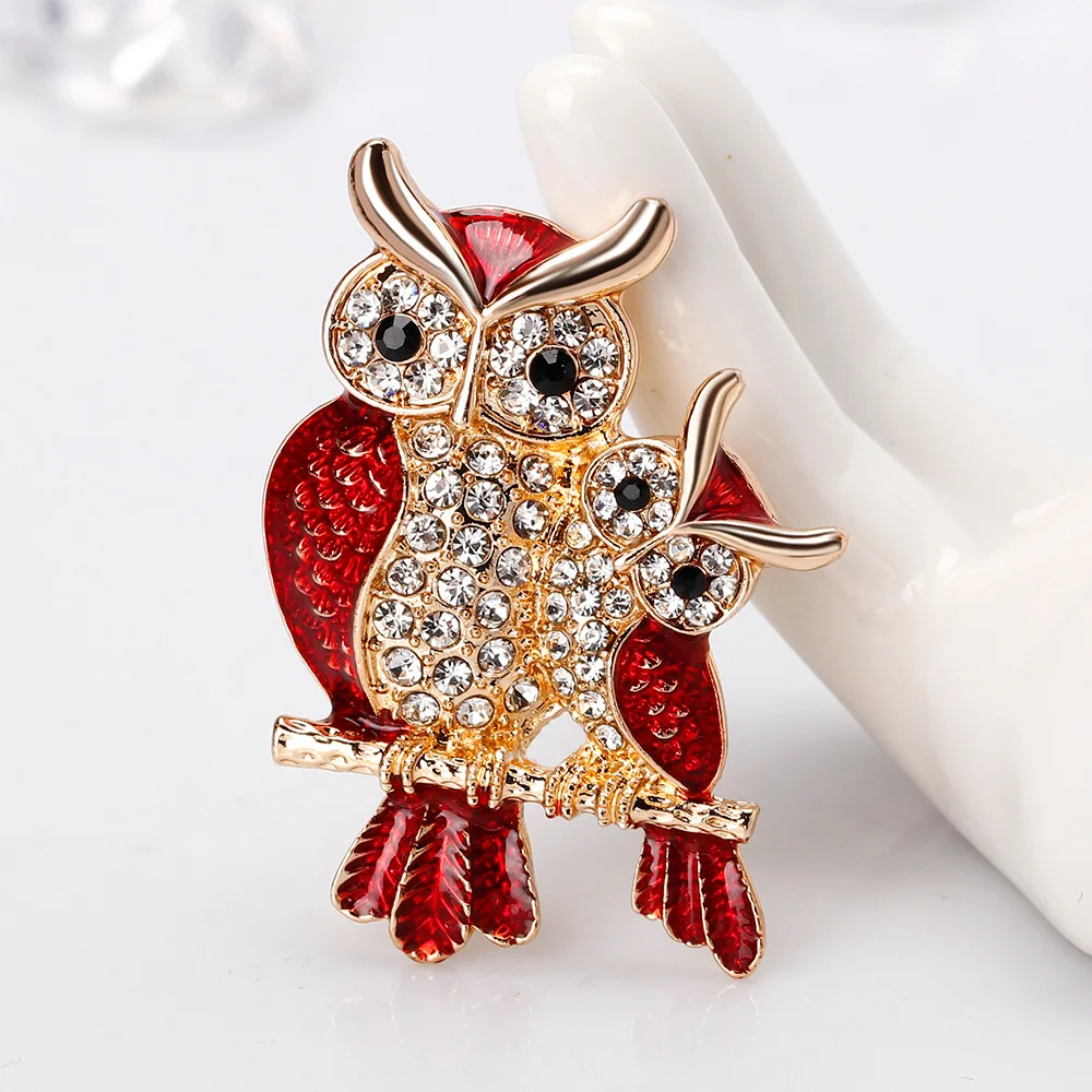 

Hot sale classic dripping oil diamond brooch fashion cartoon owl corsage pin for men women