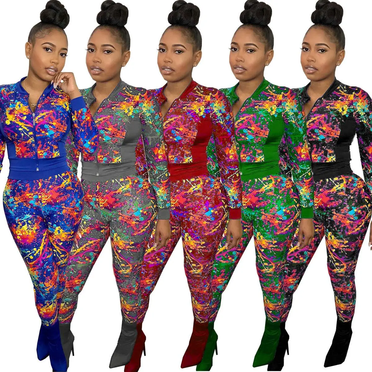 

Women Ladies Long Sleeves Winter Two Piece Outfits Joggers Sets Clothing 2 Piece Sweat Suits Graffiti Clothing Hoodies