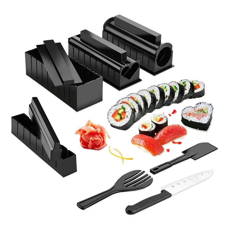 

11Pcs/Set DIY Easy Sushi Maker Equipment Kit,Japanese Rice Ball Cake Roll Mold Sushi Multifunctional Mould Making Sushi Tools, Any color is available
