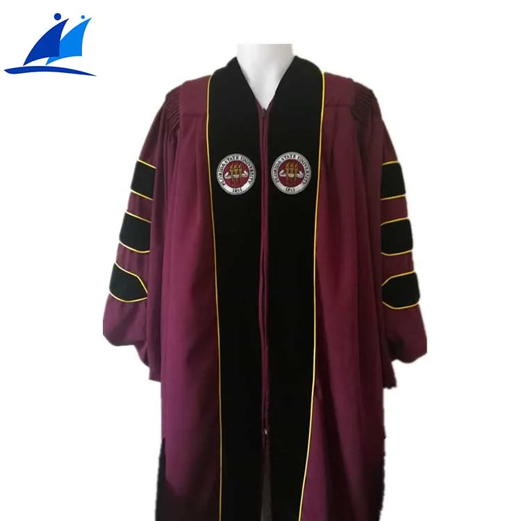 

USA University College Graduate Maroon Graduation Gown Unisex Bachelor Doctoral Graduation Uniform