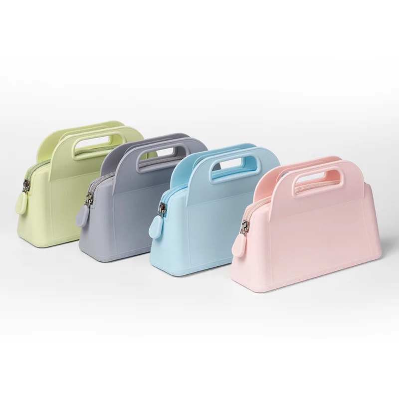 

Zipper Packaging Organizer Red Makeup Travelling Cosmetic Silicone Beauty Bag, Candy colors