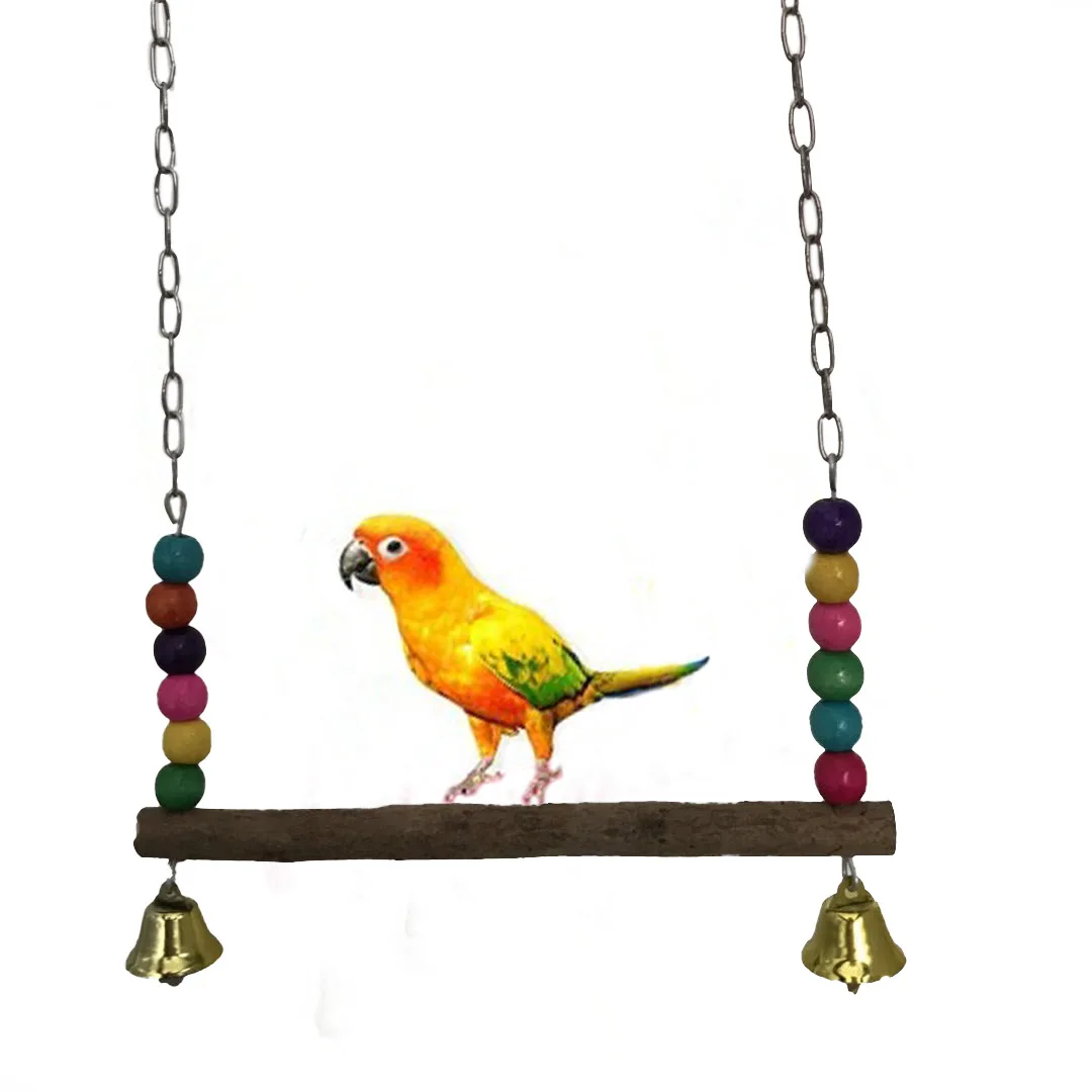 

Large Parrot Swing Toy Parrot Suspension Bridge Bell Swing Exquisite And Beautiful Birds Chewing Toys, Photo color