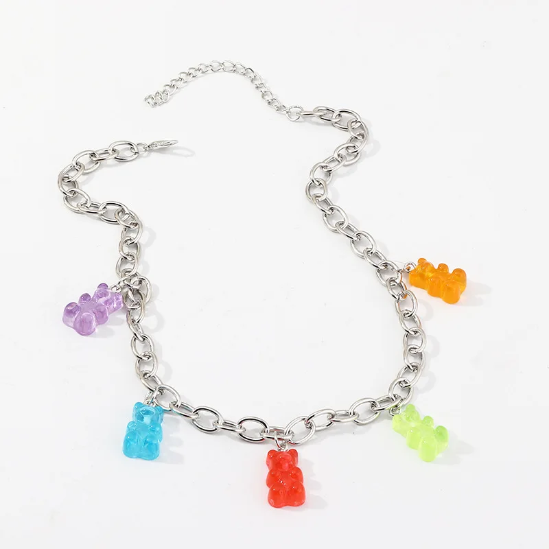 

Ding yi 2021 Cute cartoon bear bear pendant necklace transparent resin accessories