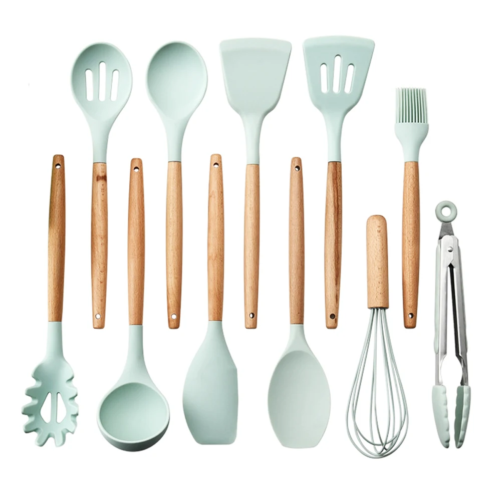 

2020 Sale Korean 11 Pcs Baking Appliances Nylon Silicone Non Stick Wooden Cooking Tool Green Kitchen Utensils Set Manufacturers, Pink black green light green red purple