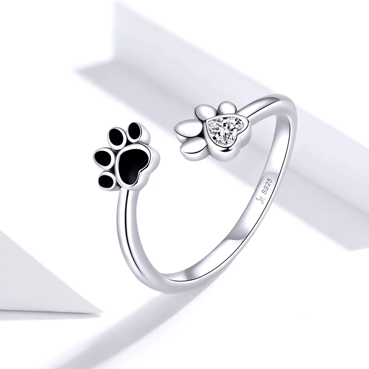 

New Arrival 925 Sterling Silver Dog Paw Open Adjustable Finger Rings