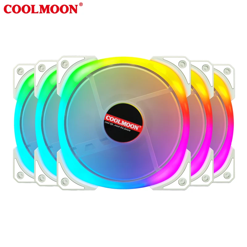 

COOLMOON Dual-Oval-I white 120mm RGB fan hub Colorful LED Controller remote control Double-sided light Quiet computer case fan