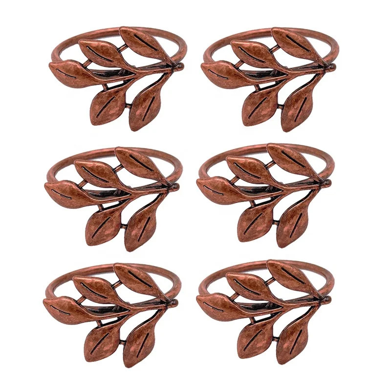 

Retro Copper Color Leaf Napkin Rings Metal Maple Leaf Napkin Ring Holder Wedding Napkin Ring Buckle for Table Deco HWL02