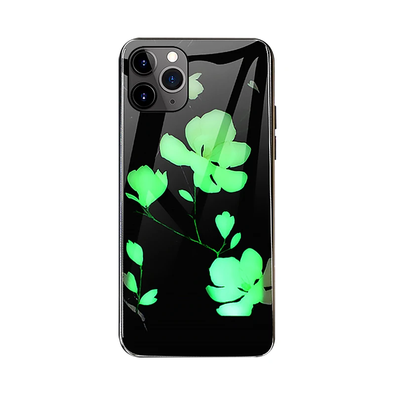 

Fashion Luminous Tempered Glass Night Light Phone Case For iphone X