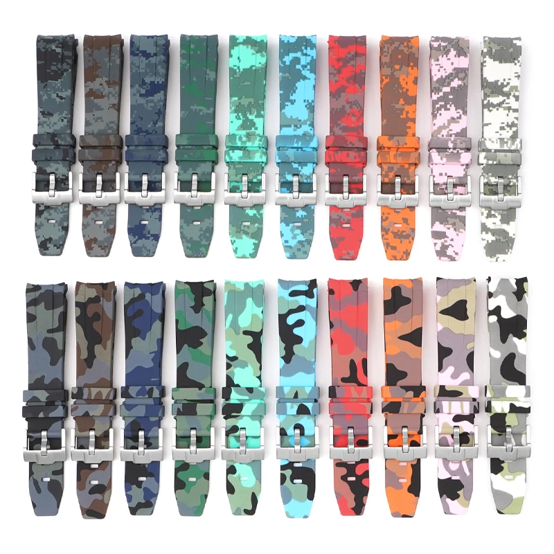 

High Quality Soft Silicone Sports Camouflage Wristband Men Women Replacement Strap For Omega Joint Swatch