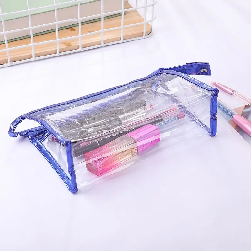 

2022 women Waterproof Transparent custom clear pvc transparent makeup cosmetic pouch Toiletry bag, Gold,silver,purple,blue,pink or customized