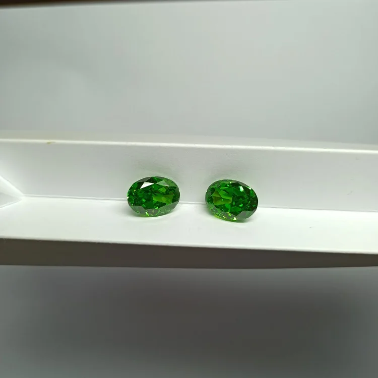 

Yuying Gems top quality ice crushed cut green oval cubic zirconia diamond loose gemstone cz, Lasting long