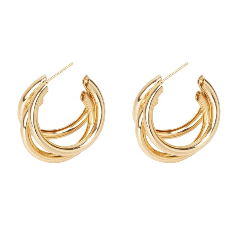 

Simple Multi Tube C-Shaped Hoop Earrings Bohemian Exaggerated Ear Cuff Piercing Clip on Earrings Exagerado Oro Color Pendientes