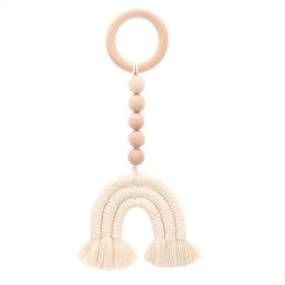 

Wood Beads Wall Hanging with Tassels Natural Wooden Bead String Garland for Wedding Baby Nursery Room Decor