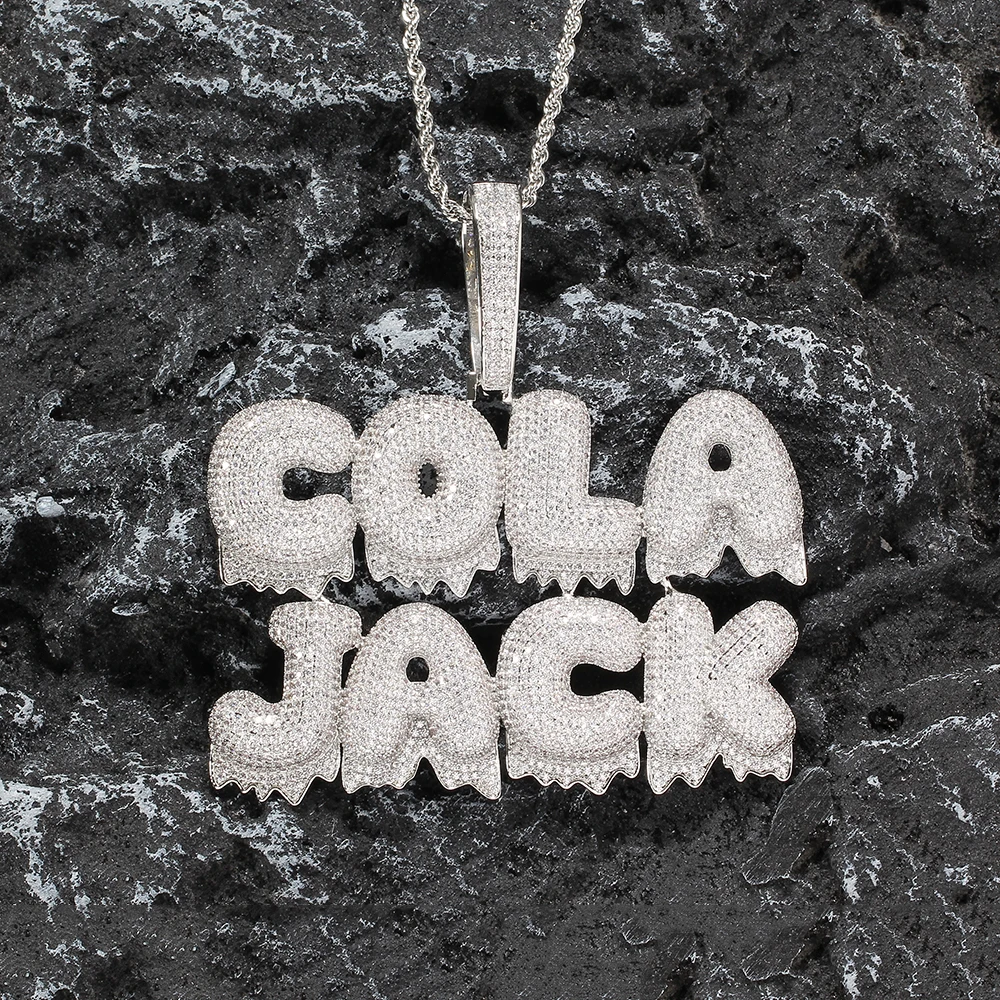 CP05 Custom Name Letters Brass Setting CZ Pendant Iced Out Zircon Hip Hop Necklace Gift