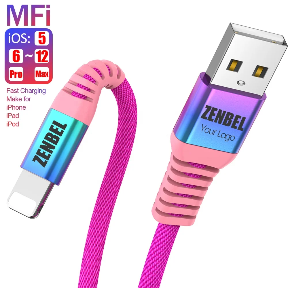

authorized factory no pop-up fast charge cellphone data line usb cable c48 mfi phone charging cord for iphone ipad airpods apple, White \black \green \pink \yellow\oem