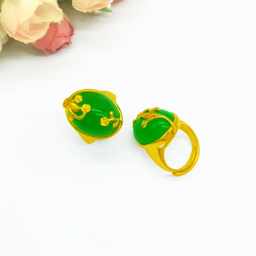 

Dropshipping Green Jade Stone Ring for Men Women Index Finger Ring Unisex Couple Rings Anniversary Hand Jewelry Gift