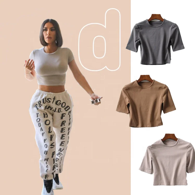 

Summer High Quality US Size Custom Logo Crop Top Cotton Short Sleeve Regular Outfit Wear Women T Shirt