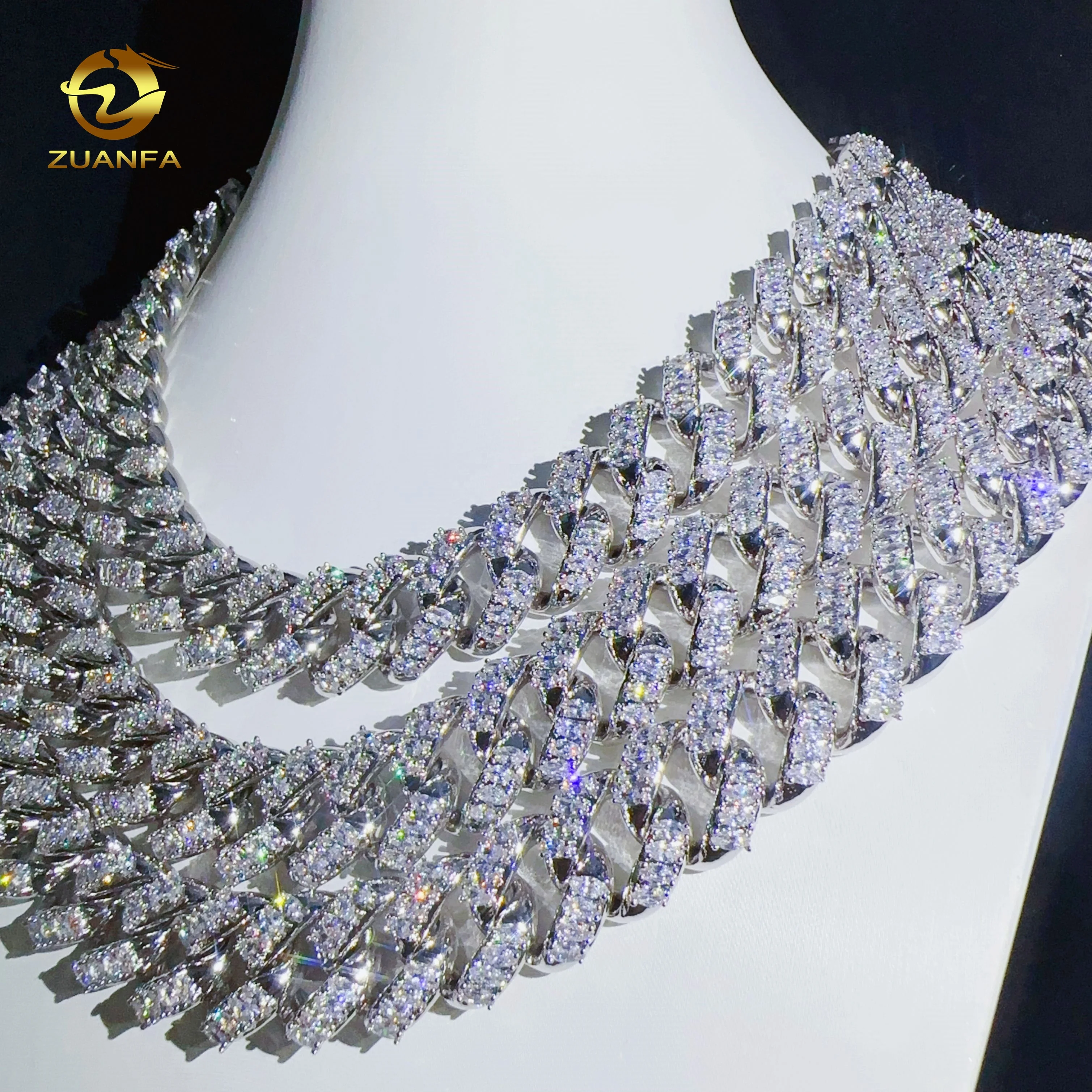 16.5mm Men Women Fine AAAAA+ Cubic Zirconia Cuban Link Chain full marquise cut diamond necklace CZ hip hop jewelry