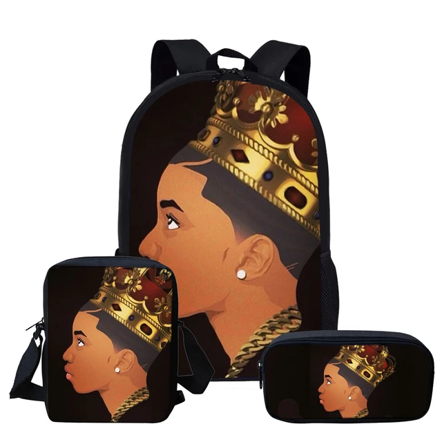 

African Black King Printed Logo School Bag for Teen Cool Boys Book Bags sac a doc
