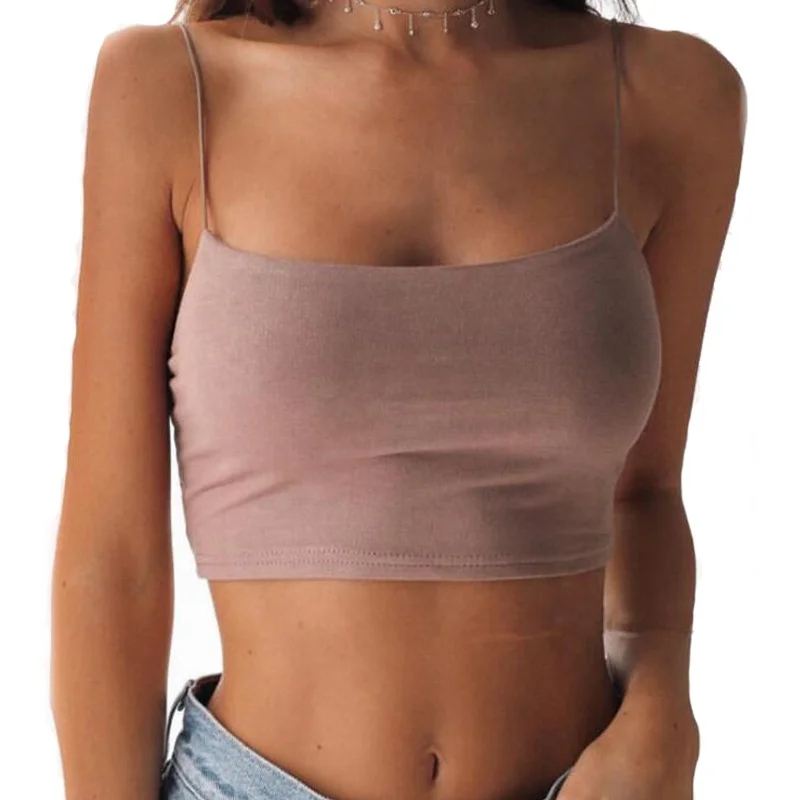 

4088 New Fashion Women Sexy Crop Tops Solid Summer Camis Women Casual Tank Tops Vest Sleeveless Crop Tops, Black, white, red, yellow, khaki