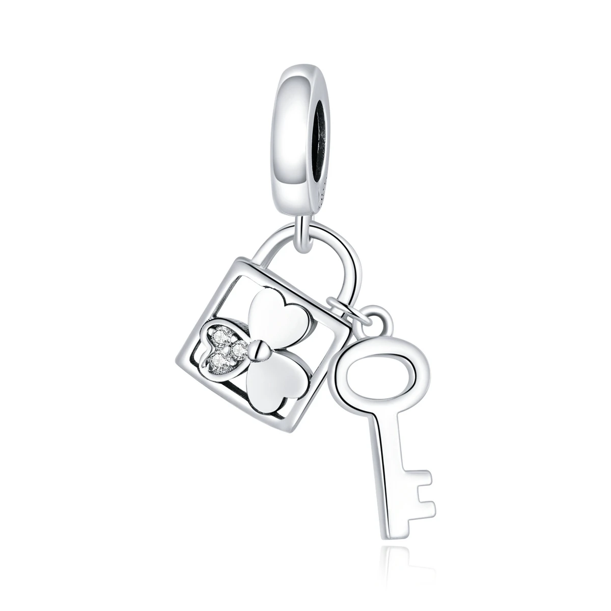 

SCC1689 lucky key pendant for diy jewelry 925 silver clover charms