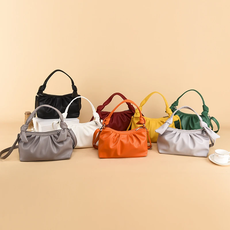 

Ins pu Leather Cloud Bag Soft Wrinkled Dumpling Shoulder Messenger Luxury Handbags Women Designer Clutch Pouch, Multicolor