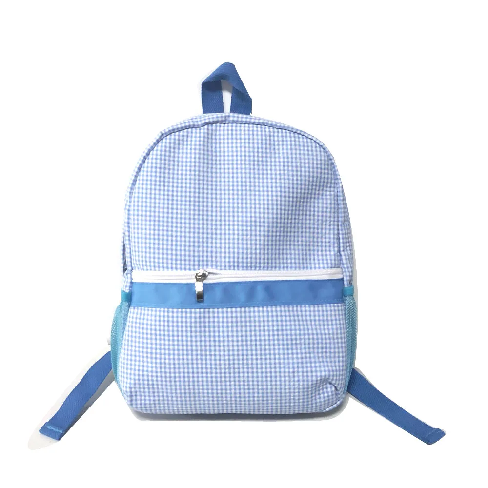 

Toddler Gingham Seersucker Backpacks Blue Pink Kids Shoulder Bag Gift School Bag DOMIL1859