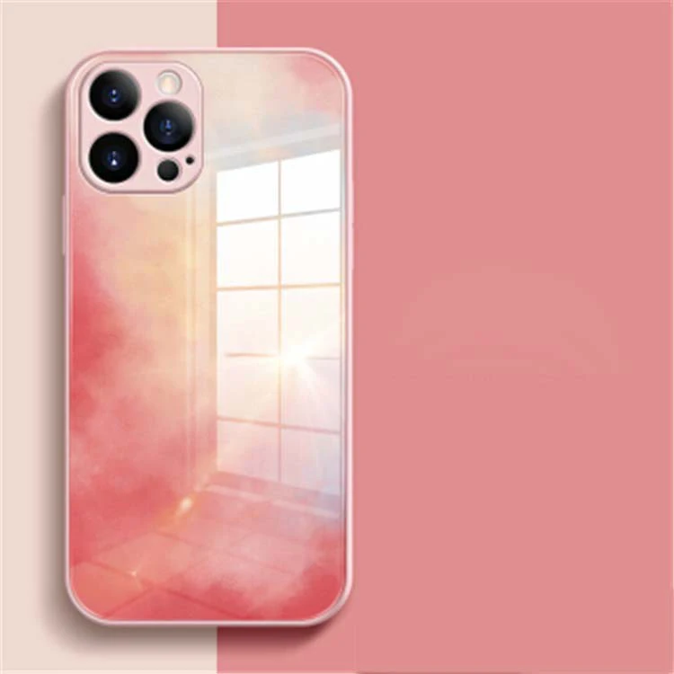

For iphone 12 watercolor case, women cover tempered glass back cover silicone luxury frame shock absorption case