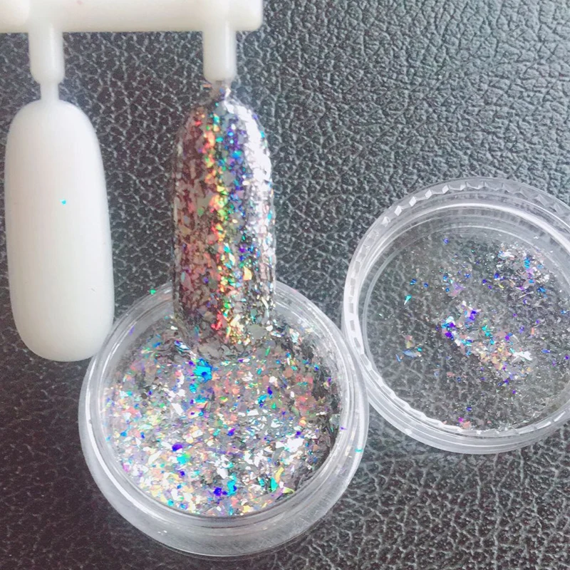 

0.2g Laser Glitter Galaxy Holo Flake Nail Glitter Flakes Powder, Laser silver