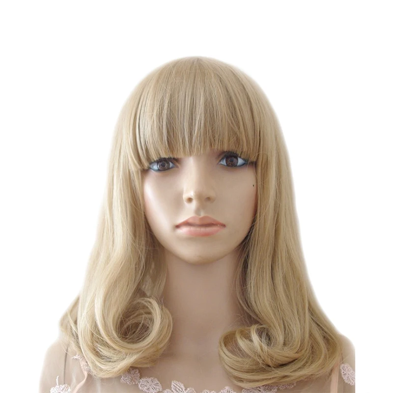 

Cheap Wavy Heat Resistant Synthetic Hair Cosplay Bob Wig With Bangs Short Wigs For White Women