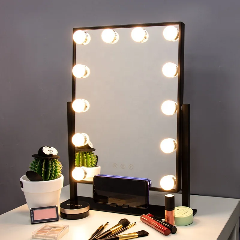 

Large Dimmable Led Lights Hollywood Vanity Mirror With Bulbs, Customized color
