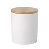 bamboo lid white small mini milk sugar plain ceramic jar food prep storage container