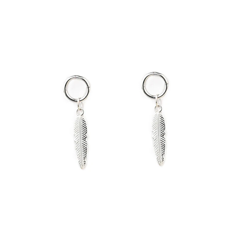 925 sterling silver Korean simple and temperament feather stud earrings trend 2021