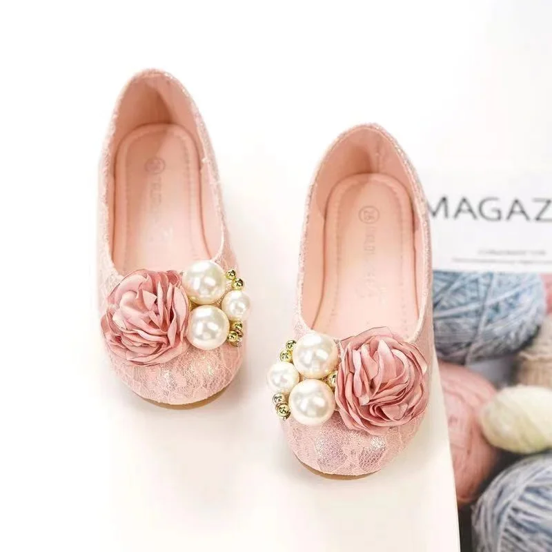 

lace kids princess flower girls luxury party dress shoes for wedding