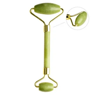

Massager handheld double-headed roller jade Cuiyan jade face eye beauty container massage jade roller, Light green