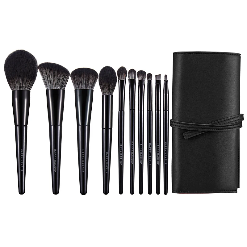 

Low MOQ 10pcs personalized luxury wholesale vegan private label custom logo makeup brush set, Black,white
