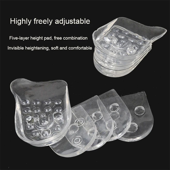 

Height increased silicone gel insole/height increased men's women's soft heel shoe pad, Clear