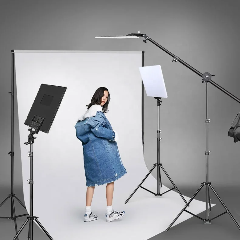 

38WX3 Portable 2700K-6500k dimmer outdoor and indoor LED studio Light for photography shooting with stand arm, Black
