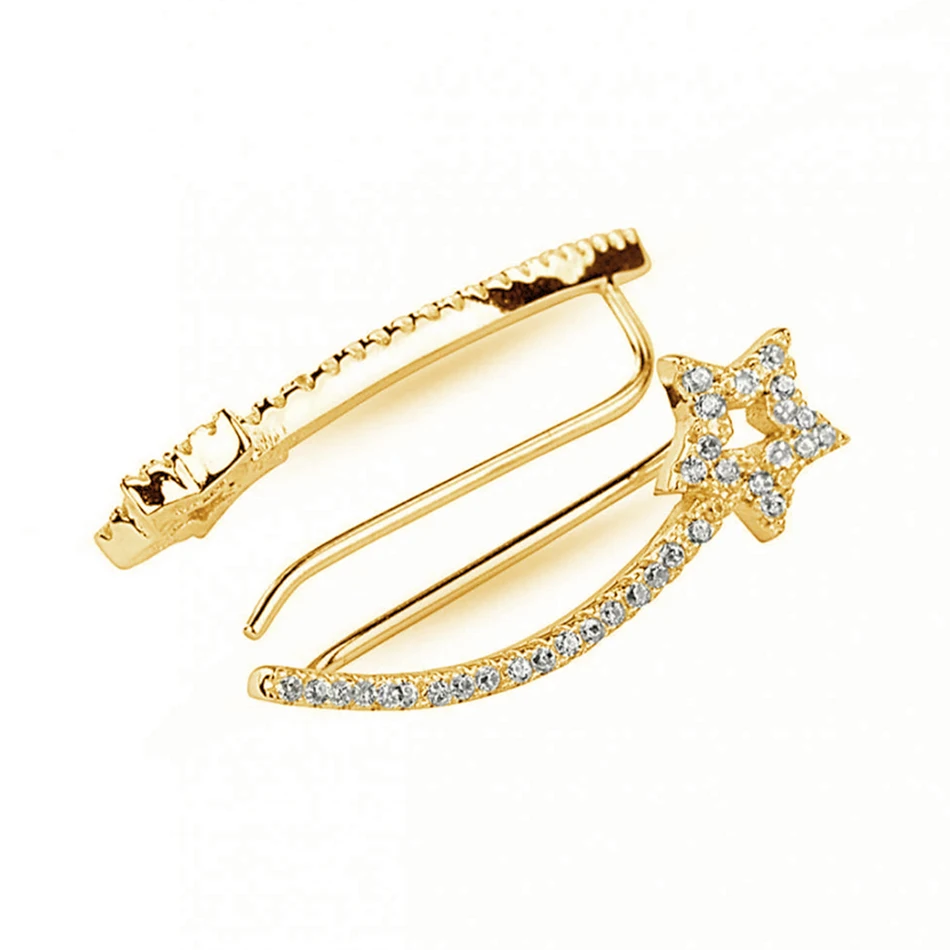 

stylish 925 sterling silver earrings with little star for women gift gold plated shooting star ear sweeps