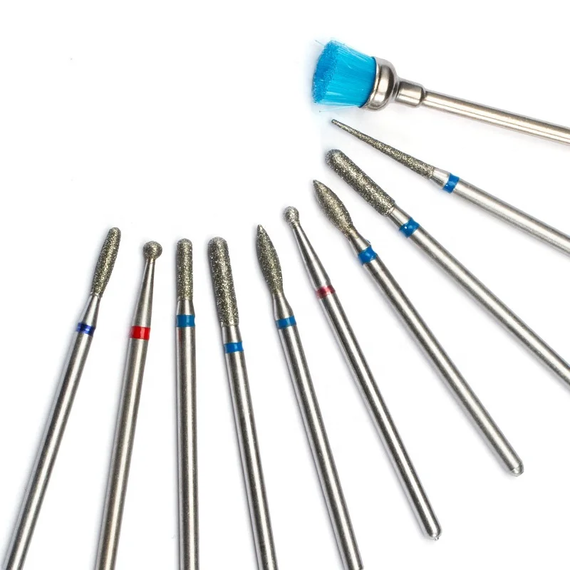 

10pcs a Set Stainless Ceramic Nail Drill Bits Head Nail polish drill machine Pedicure Manicure Tool