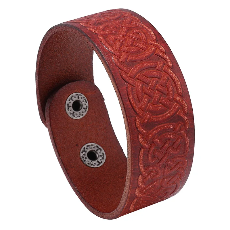 

Punk Retro Embossed Genuine Leather Belt Wristband Cuff Bracelet For Men