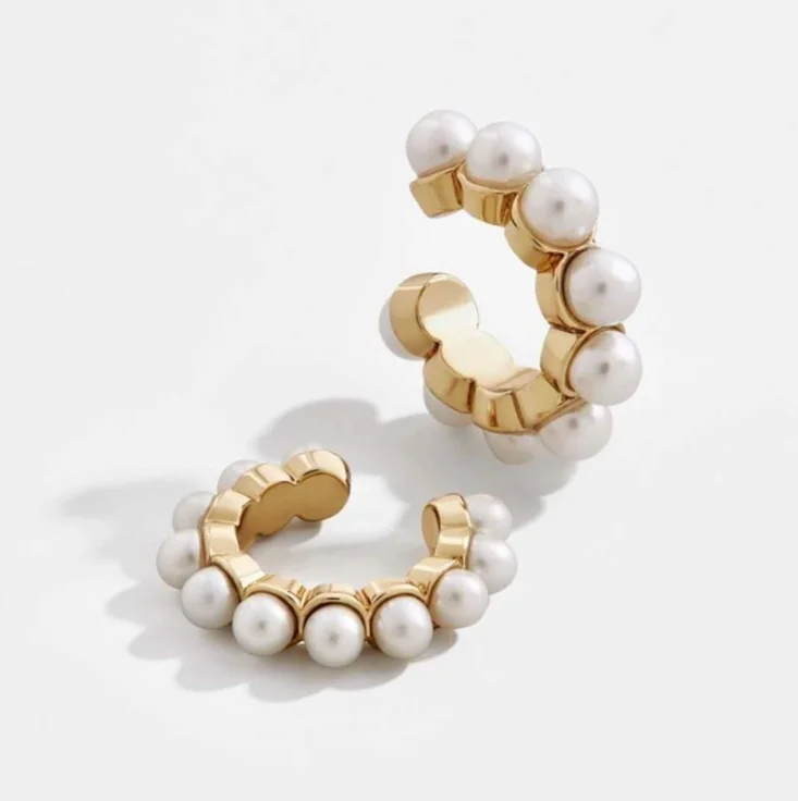

2021 new design pearl alloy wholesale women cuff earrings jewelry for ear