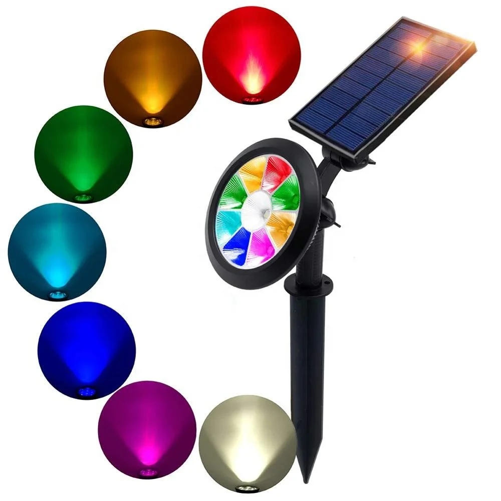 9 LED Garden Landscape Wireless Decor Security Solar Powered Outdoor Waterproof Color Stake Spot Lights