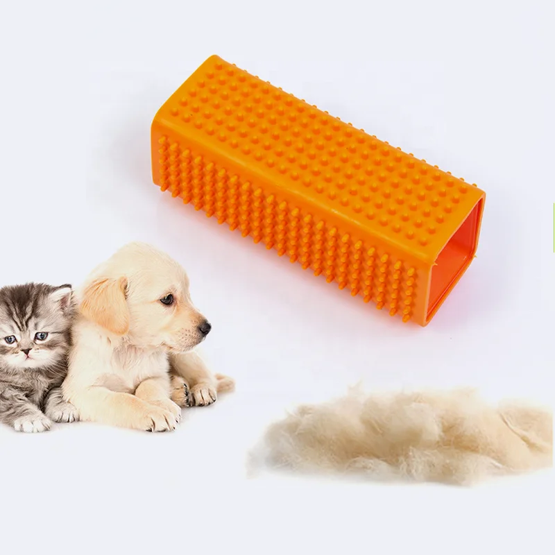 

Pet Products Portable Silicone Cat Hair Remover Brush Massage Dog Comb, As picture