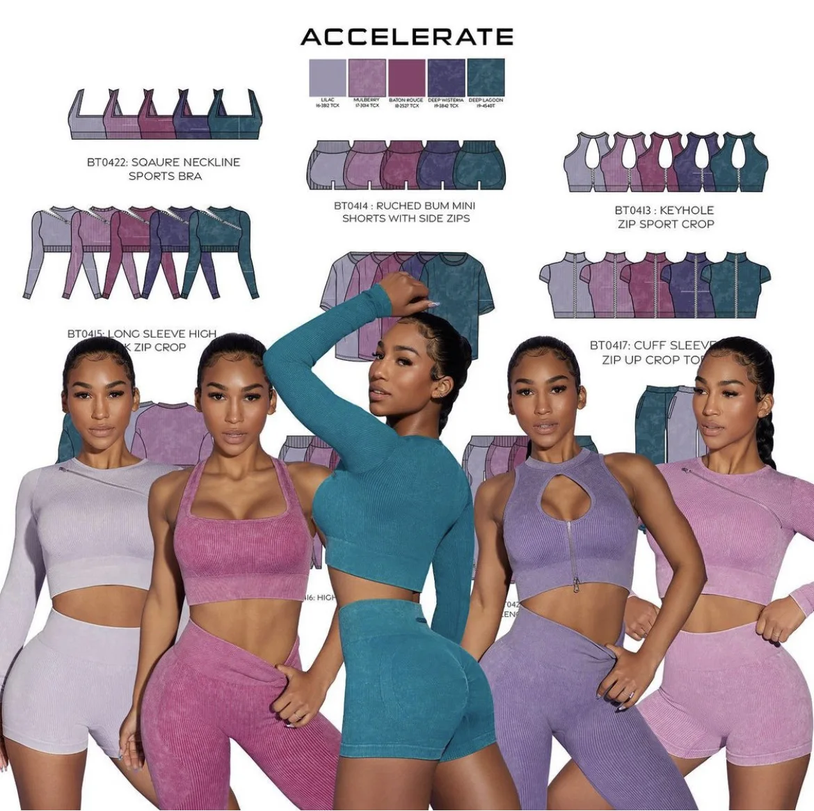 

RTS 2022 8pcs Seamless Sand Washed Denim-like Yoga Set Activewear Zipper Crop Top Sports Bra Gym Outfits Sets Woman Fitness Se