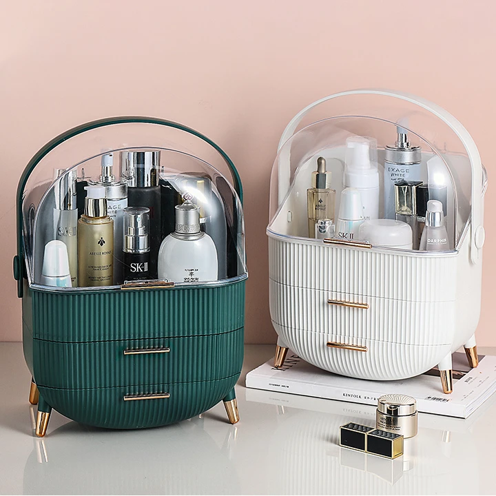 

2020 new dust-proof plastic Cosmetics storage box organizer makeup storage box with handle